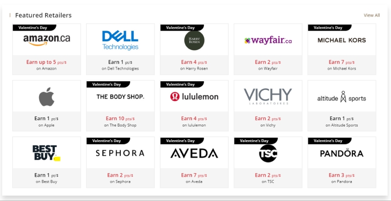 Aeroplan Featured Retailers