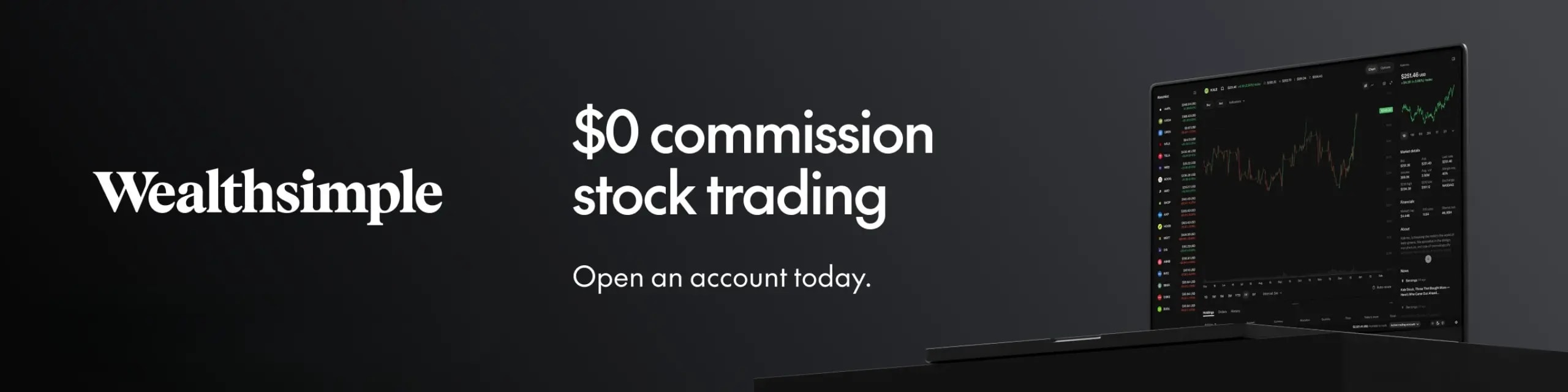 Wealthsimple $0 commission stock trading ad
